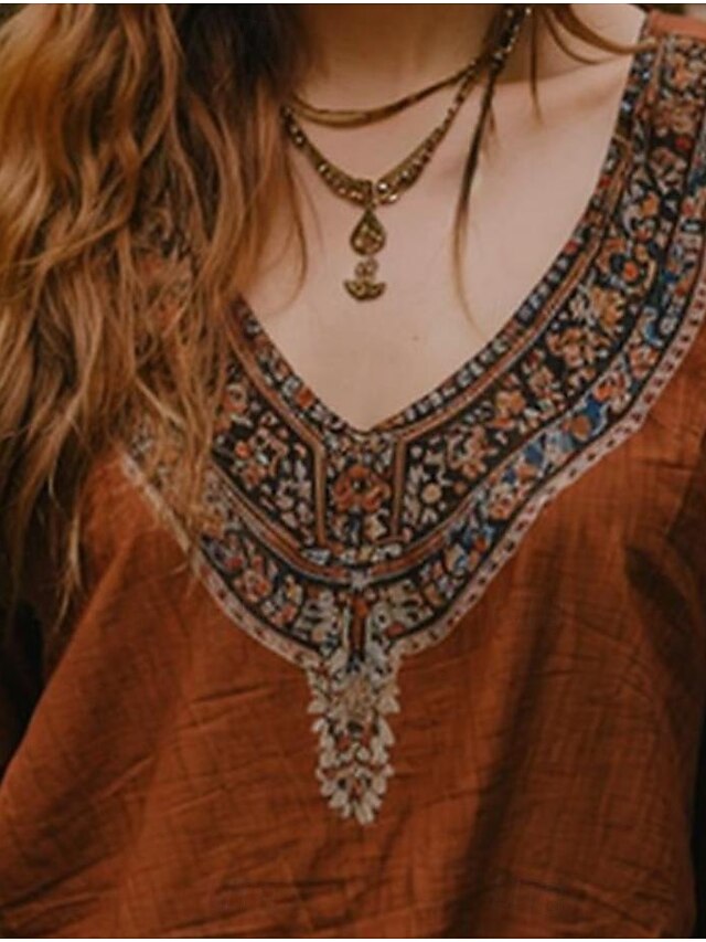 Women's Popover Shirt Casual Shirt Blouse Ruched Print