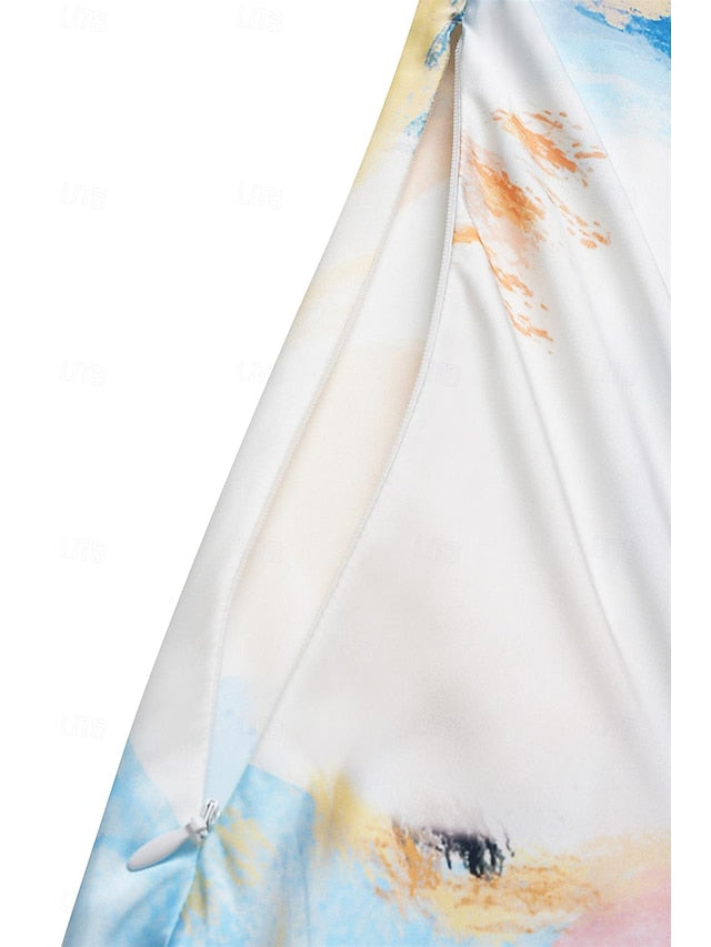 Women's Wedding Guest Dress Elegant Tie Dye Maxi Dress