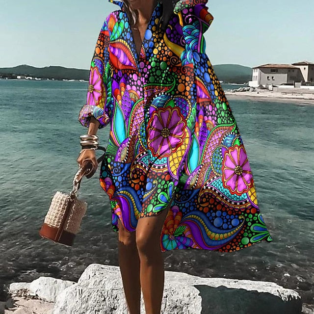 Women's Shirt Dress Casual Dress Swing Dress Midi Dress