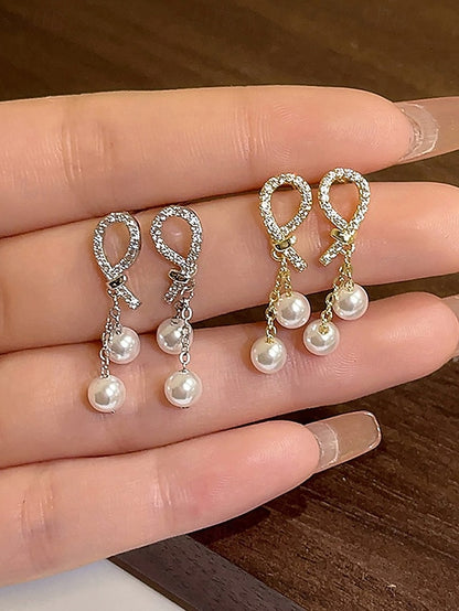 imitation with pearl Women's teardrop earrings rhinestone