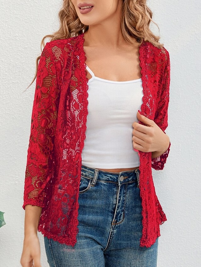Women's Lace Shirt Lace Patchwork Solid Color Elegant
