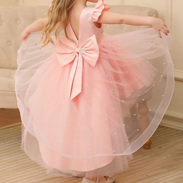 Dress Girl Color Solid Girls' Kids Party Flower