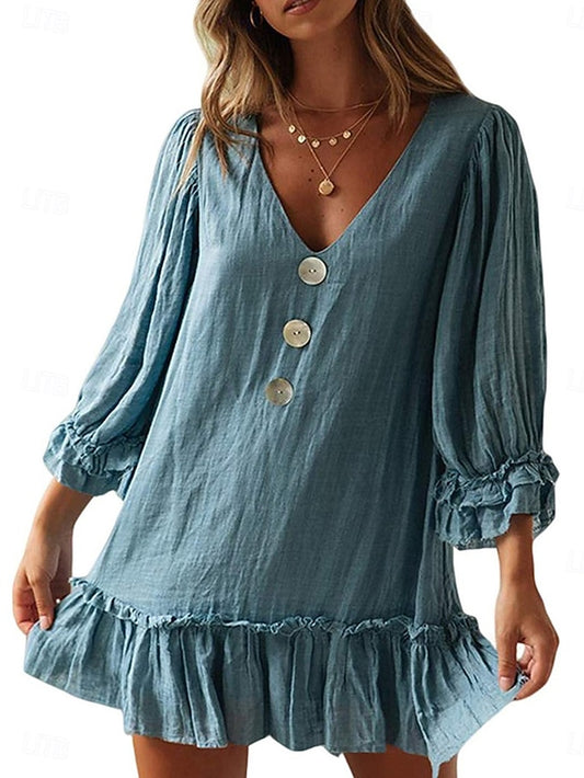 Women's Casual Dress Midi Dress Patchwork Hawaiian Casual V