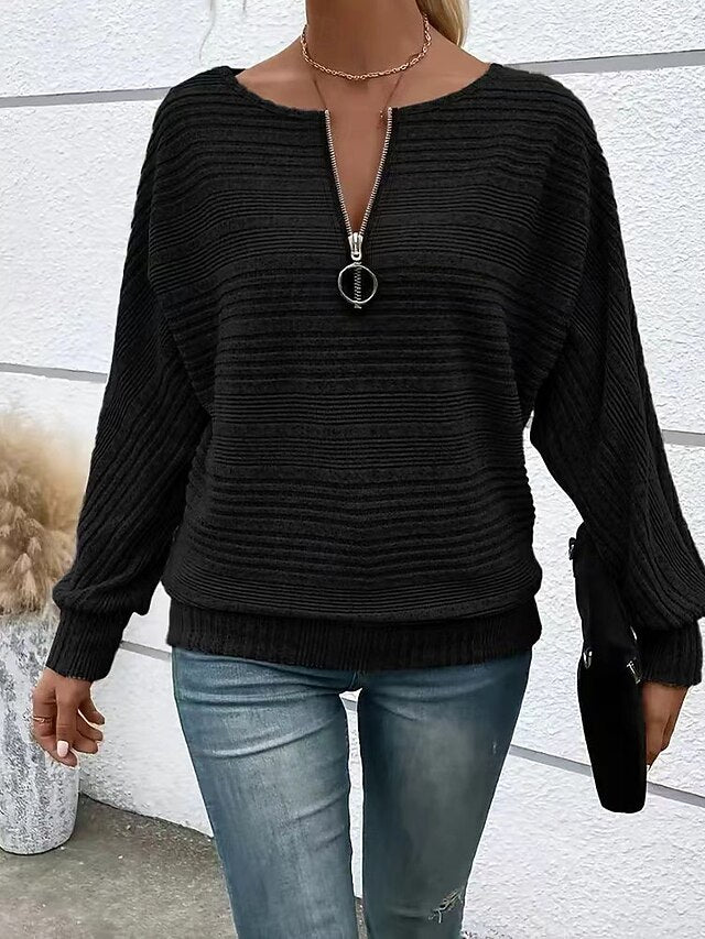 Women's Blouse Zipper Plain Elegant Vintage Stylish Long