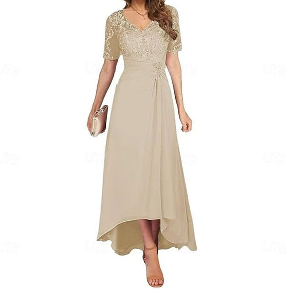 Bride Neck Dress Simple Mother Elegant V A-Line of the