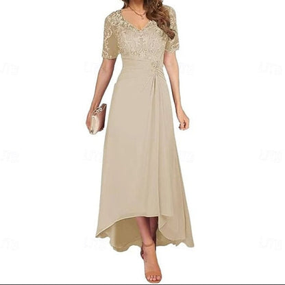 Bride Neck Dress Simple Mother Elegant V A-Line of the