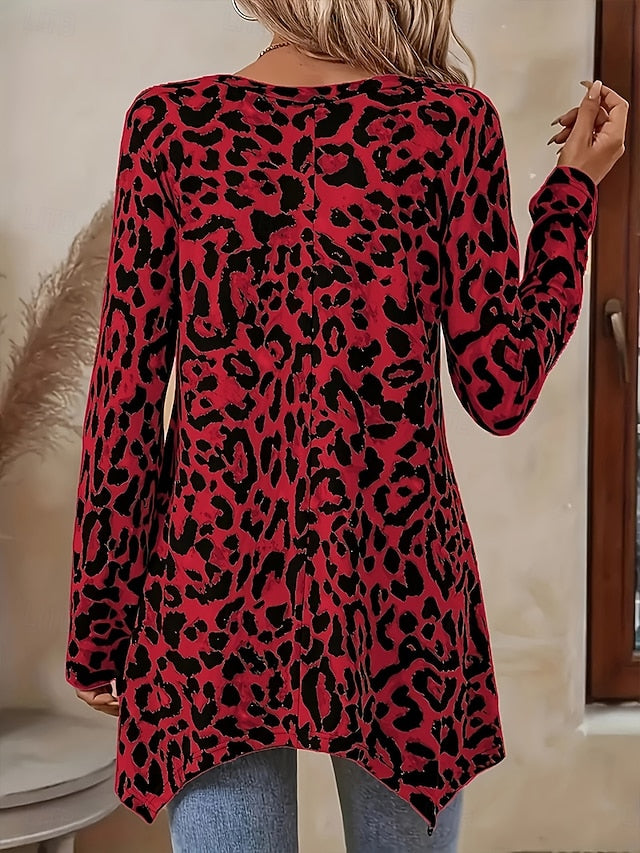 Women's Tunic Graphic Leopard Vintage Fashion Casual Long