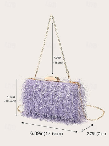 Chain with Strap Women's Feathered Chic Clutch Evening
