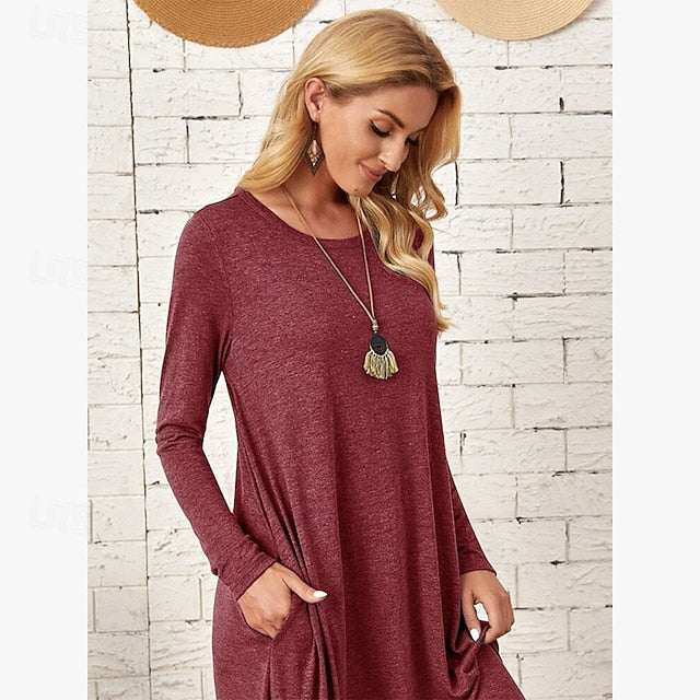 Women's Midi Dress T Shirt Dress Tee Dress Shift Dress
