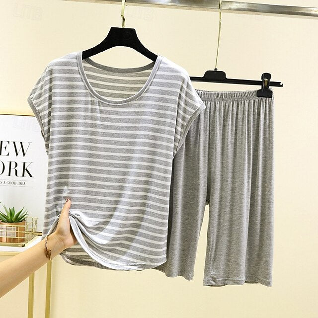 Women's Pajamas Loungewear Casual Stripe Elastic Waist