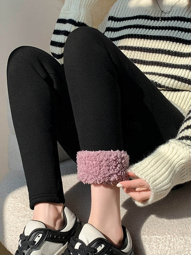 Women's Fleece Lined Leggings Fleece Pants Leggings Fashion