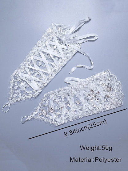 Bridal Lace Pearls with Wedding Gloves Elegant Accessories –