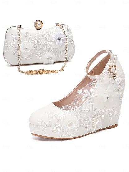 White Shoes Wedding with Floral Lace Embellishments