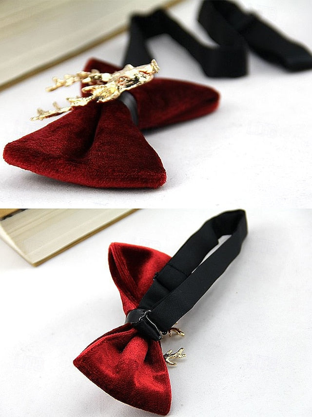 Velvet Deer Pin with Men's Bow Gold Head Tie