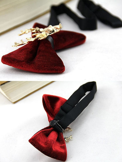Velvet Deer Pin with Men's Bow Gold Head Tie