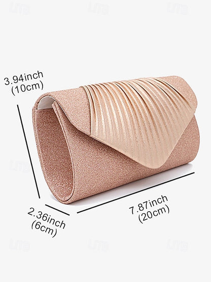 – with Pleated Evening Glitter Bag Champagne Design Clutch
