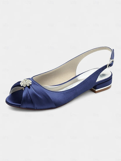 Slingback Wedding Crystal Satin with Women's Heels