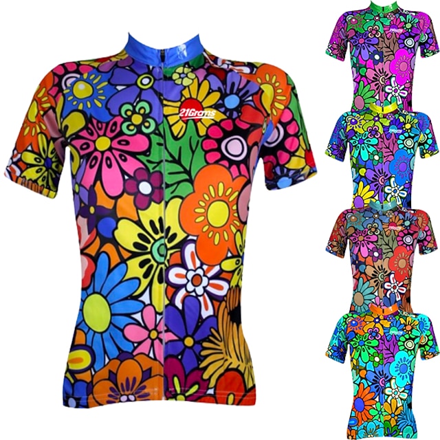 Women's Cycling Jersey Patterned Floral Botanical Flower