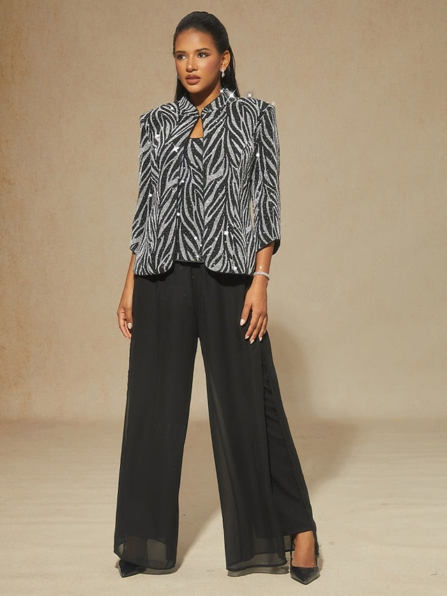 Women's Dressy Tops Floral Paisley Embroidered Elegant 3/4