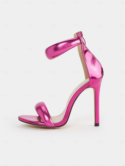 - Metallic Heels for Stiletto Fuchsia Ankle Strap Women
