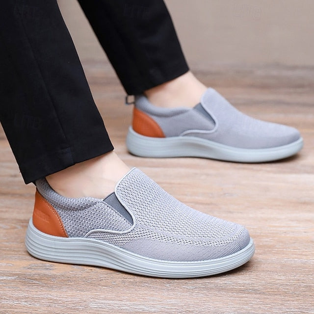 Men's Stretch Navy Slip-On Breathable Sneakers – Knit
