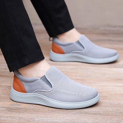 Men's Stretch Navy Slip-On Breathable Sneakers – Knit