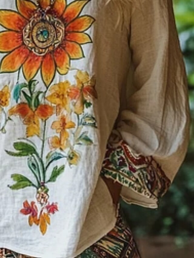 Women's Shirt Boho Shirt Blouse Print Floral Bohemia