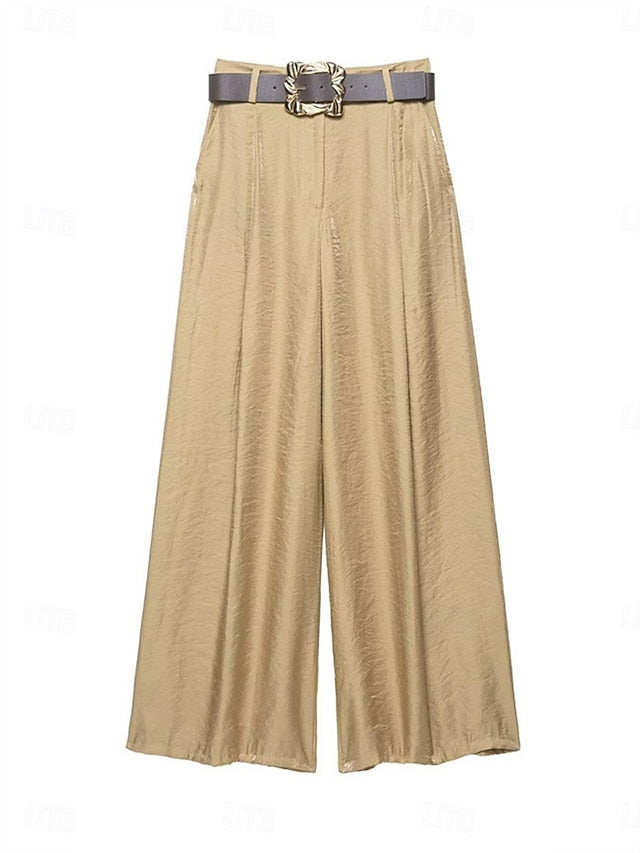 Women's Wide Leg Chinos Straight Elegant Vintage Fashion