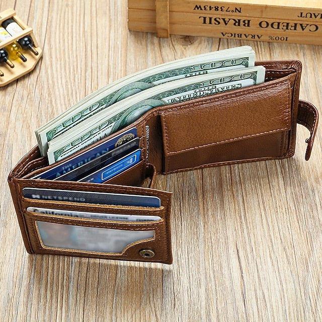 wallet card leather purse multi top cowhide layer Genuine coin