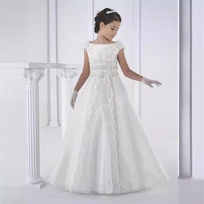 Formal Kid's Girl Girls' Lace Flower Dress