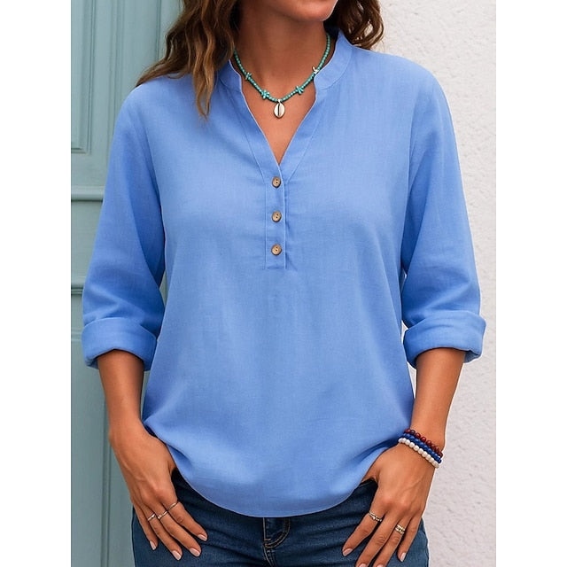 Women's Blouse Buttons Solid Color Daily Stylish Casual