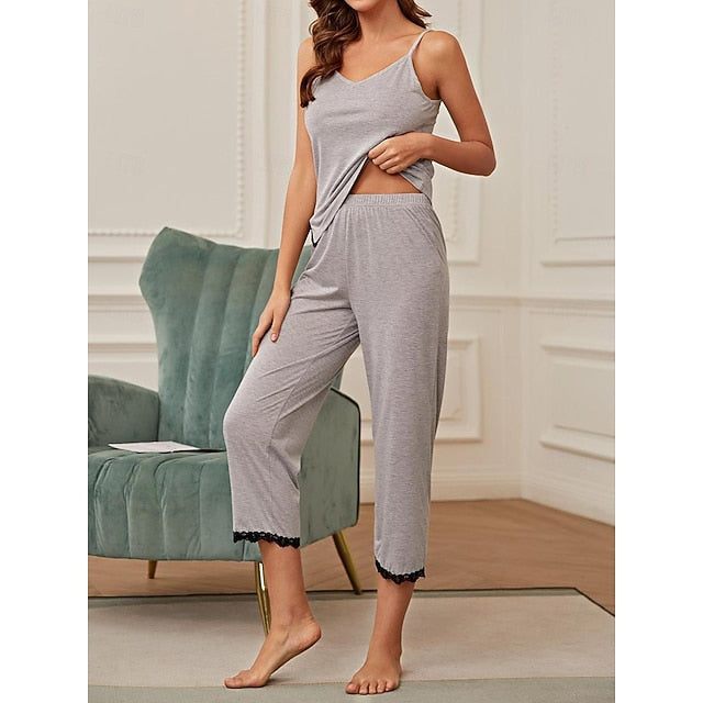 Women's Pajamas Sets Pure Color Comfort Home Daily Bed