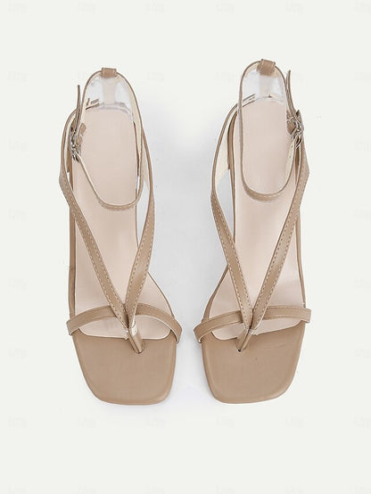 Women's – Strappy Stiletto Elegant White Sandals