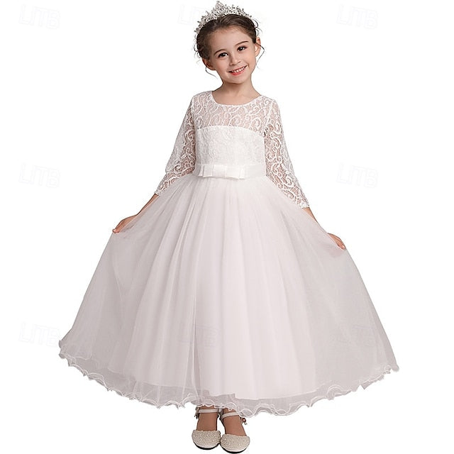 Girls' Sleeve Wedding Girl Dress Flower Half Kids