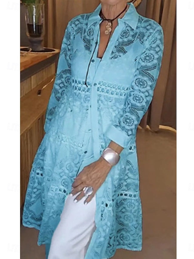 Women's Blouse Dressy Tops Lace Tops Ruched Lace Patchwork