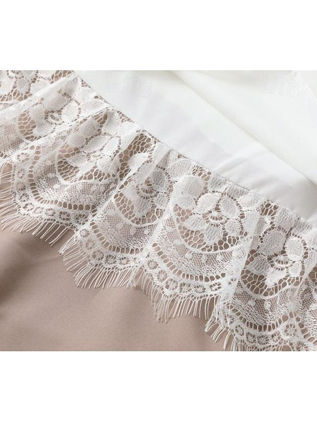 Women's White Bohemian Dress Lace Dress Detailed Layered