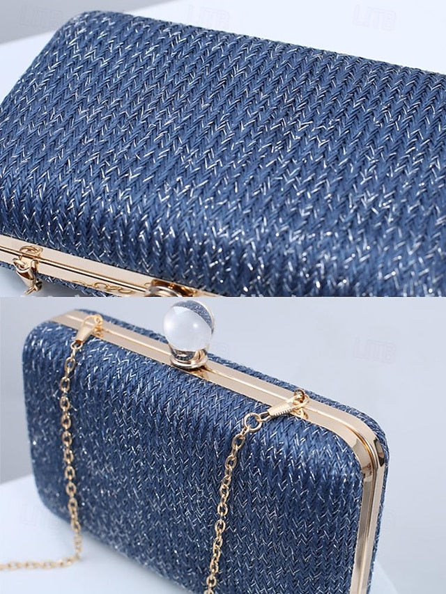- with Clutch Purse Stylish Pearl Elegant Straw Clasp
