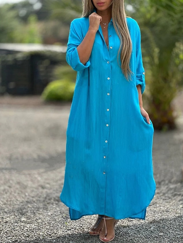 Women's Maxi Dress Shift Dress Casual Daily Loose Fit Plain