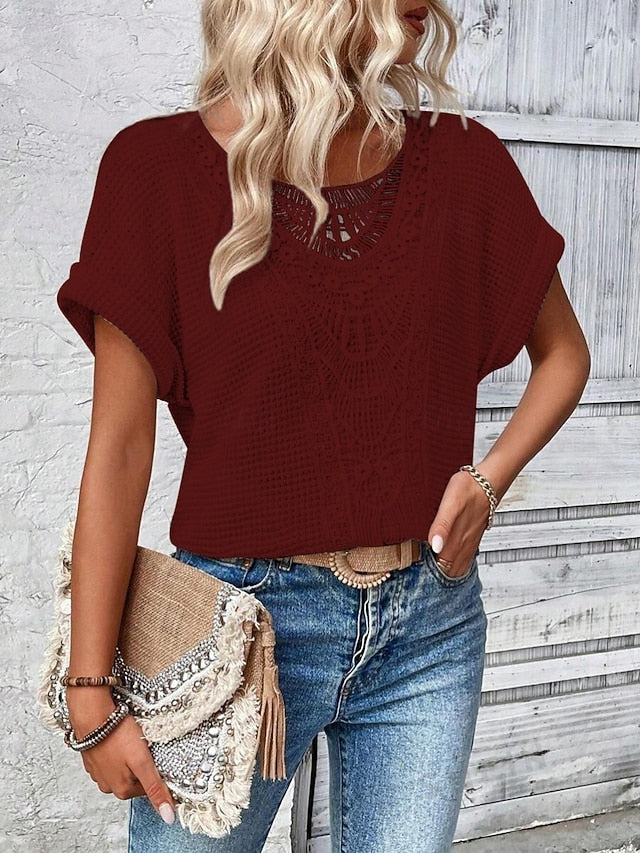 Women's Shirt Blouse Lace Tops Lace Plain Stylish Classic