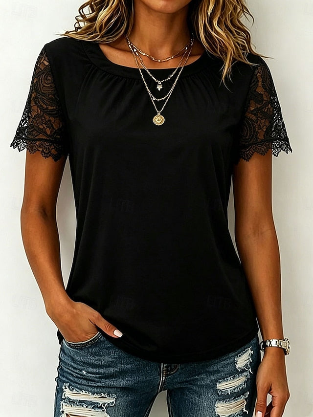 Women's Shirt Blouse Lace Tops Lace Plain Stylish Classic