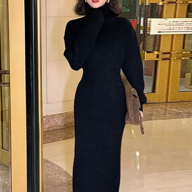Women's Midi Dress Sweater Dress Elegant Fashion Modern