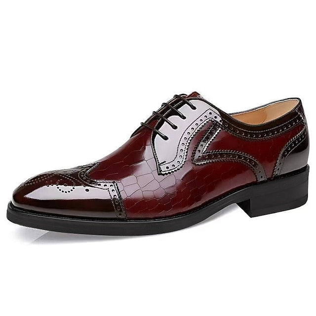 Shoes Burgundy Patent Leather Brogue Oxford Men's with