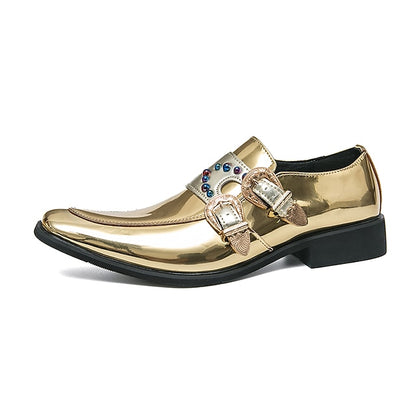 Metallic Loafers – Men's Fashion Shoes Pink Buckle