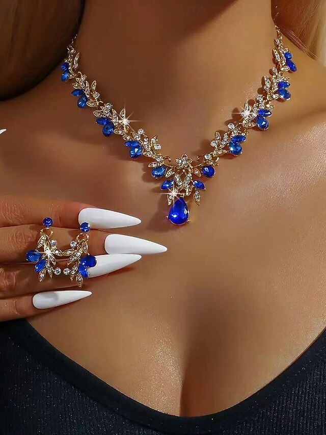 Women's with Pendant Set Rhinestone Gold Teardrop Jewelry -