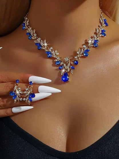 Women's with Pendant Set Rhinestone Gold Teardrop Jewelry -