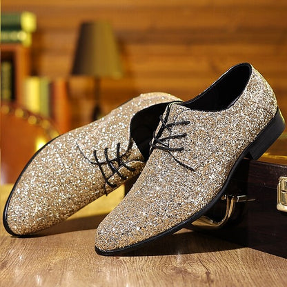 Lace-up Shoes Bold Men's Glitter Party – Statement Purple