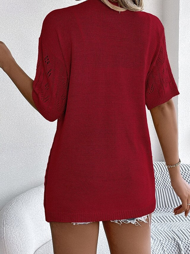 Women's Tunic Blouse Eyelet top Eyelet Plain Stylish