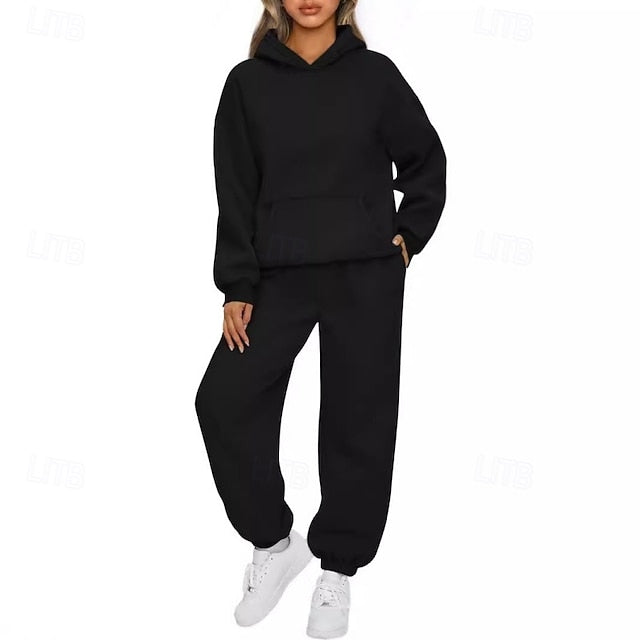Women's Hoodie Pants Sets Bolero Top Long Sleeve Hooded