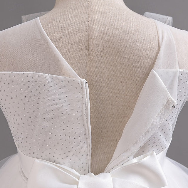 Wedding Solid Short Dress Kids Color Sleeve Girls' Party