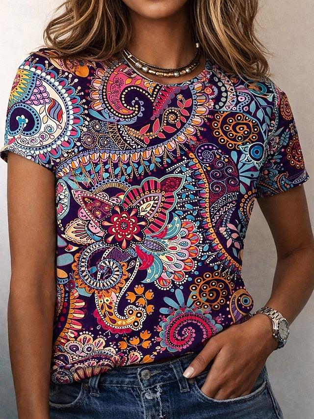 Women's T Shirt Floral Graphic Paisley Bohemia Vintage